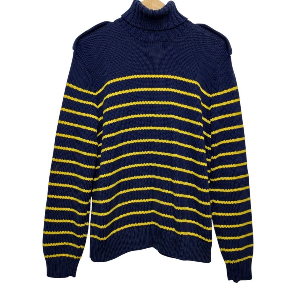 Vintage Polo Ralph Lauren Mens L Cotton Turtleneck Stripes Sweater Preppy